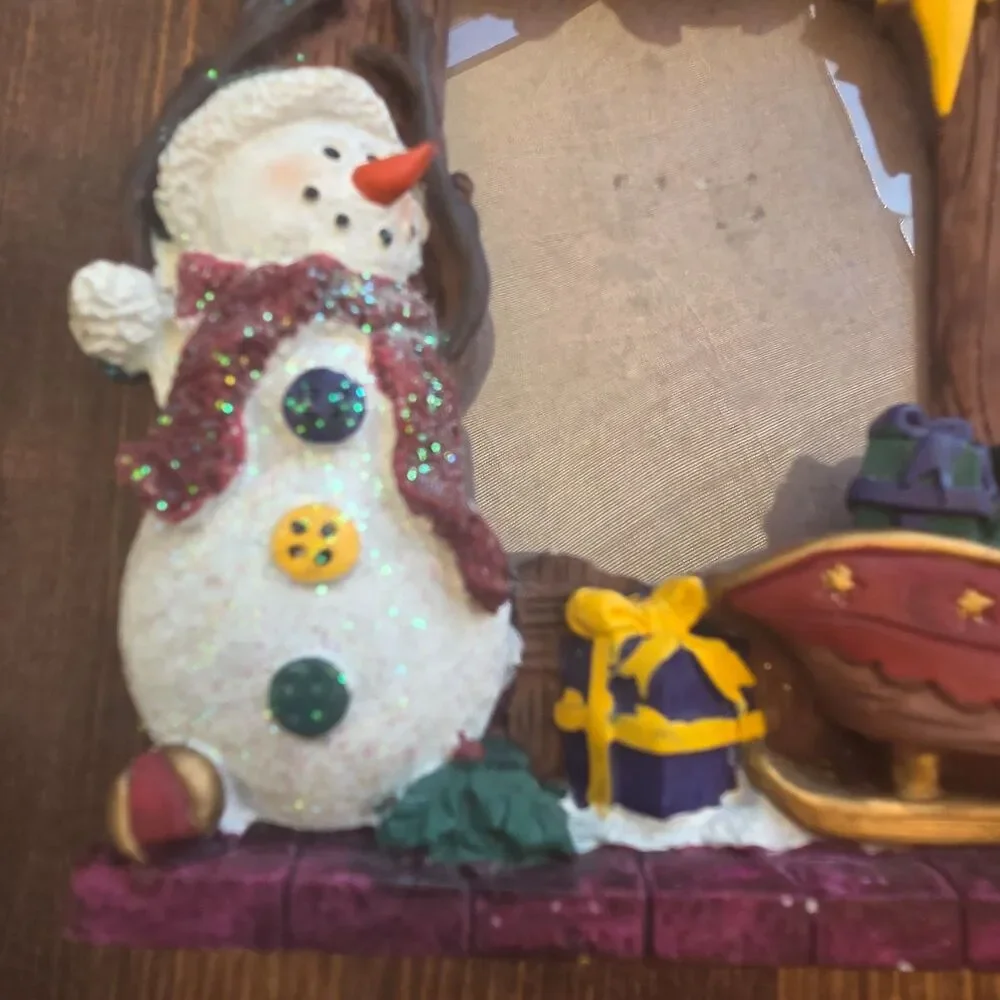 Vintage Christmas Snowman Picture Frame 3x5 Holiday Photo Frame Decor